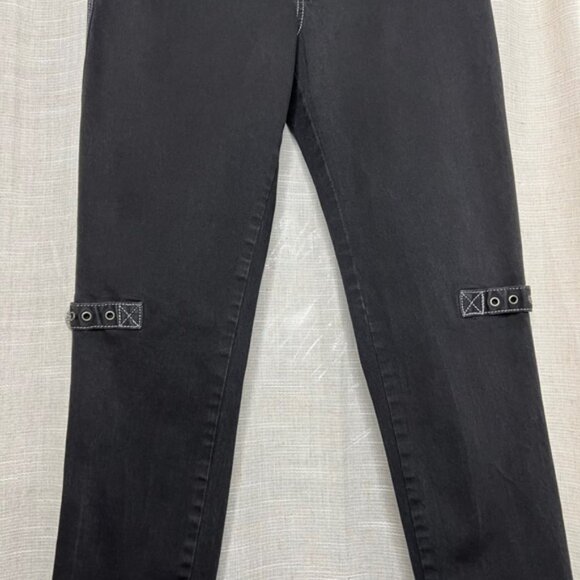 Y2K Vintage Tripp NYC Skinny Leg Pants Black Stretch D Rings Zippers Size 11/30 - Picture 6 of 13